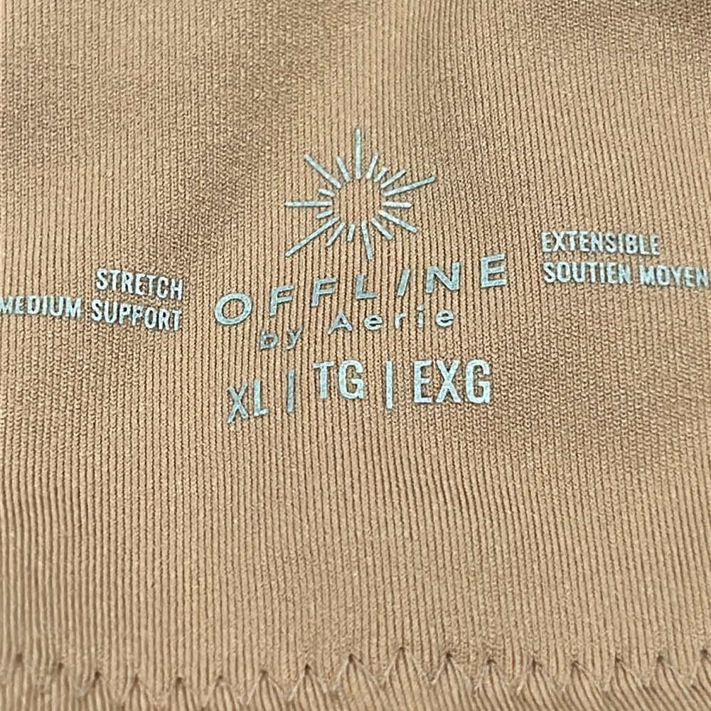 Offline by Aerie Clay Color Ribbed Stretch Medium Support Bralette Size XL - Picture 4 of 6